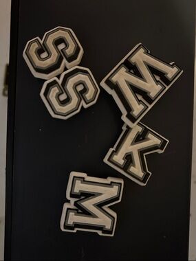 CROCS Black and White Varsity Letter Charms